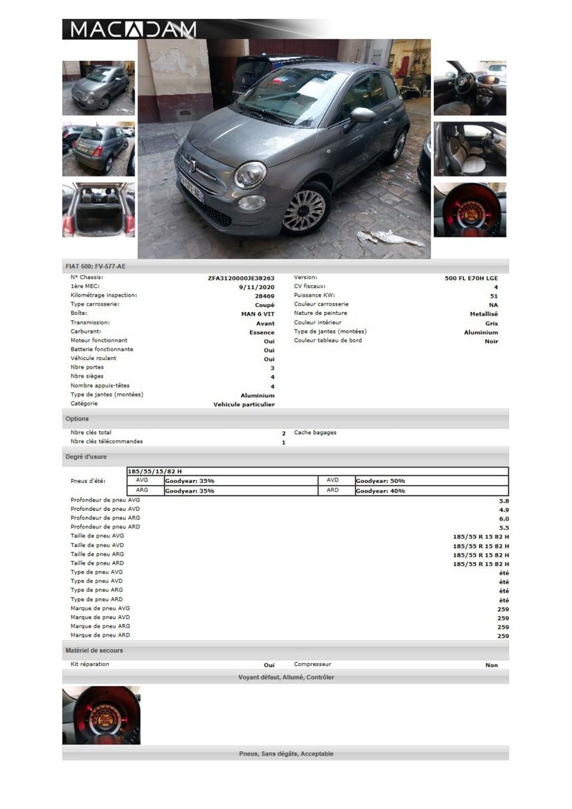 FIAT 500 SERIE 8 EURO 6D TEMP 2020 - Photo n°2